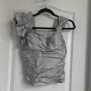 bebe Silver Ruched Blouse